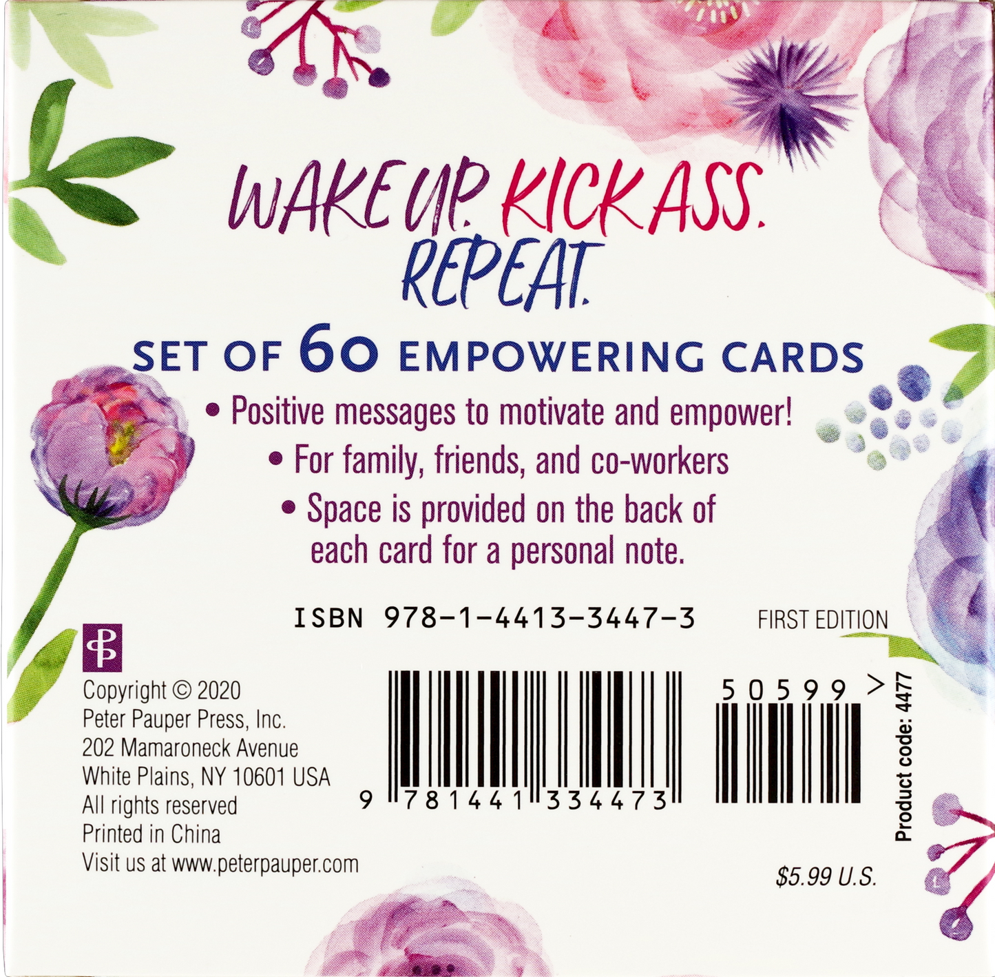 Wake Up, Kick Ass, Repeat Motivational Cards (60 pack)