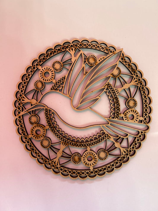 Wooden Mandala Hummingbird